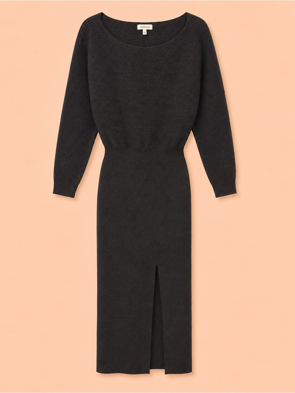 PROMESA CHARCOAL RIBBED KNIT DRESS